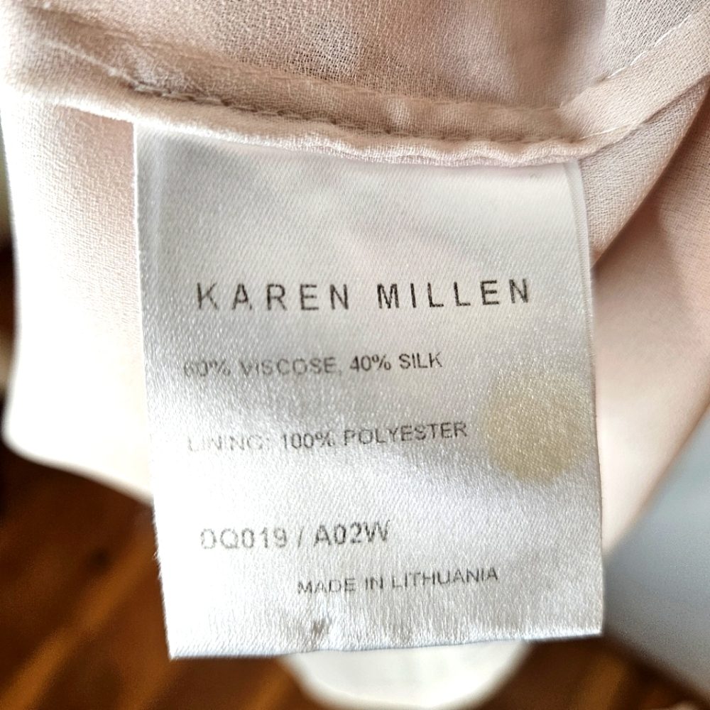Y2K Karen Millen Silk Slip Midi Dress Sz 8 Animal Print Embellished Eyelets boho - Picture 10 of 15